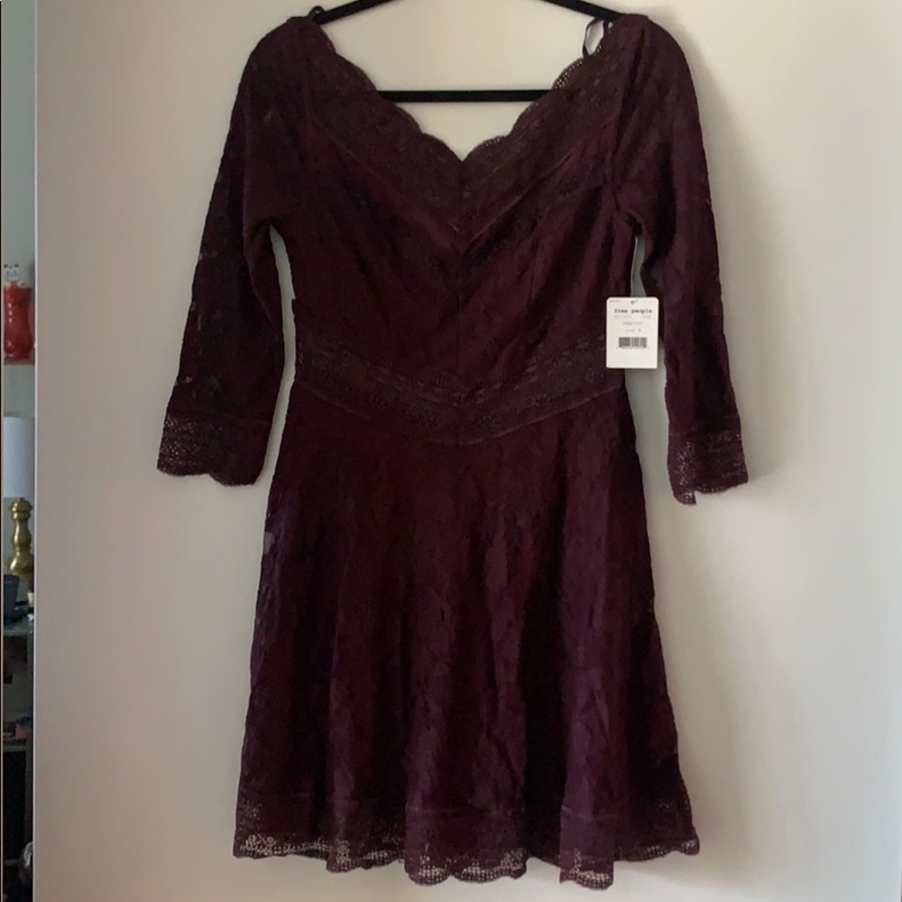 Free people NWT eggplant stretchy lace dress